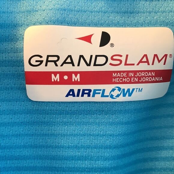 Grand Slam Size Medium airflow short sleeve blue stripe golf polo. - Picture 4 of 9